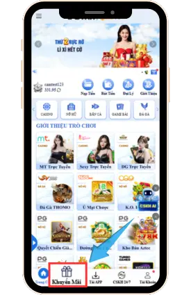 B1 : Tại trang chủ chọn mục " Khuyến mãi "